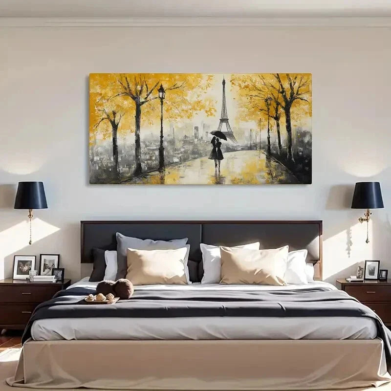Paris Eiffel Tower Umbrella Wall Art Canvas Office Home Room Framed 80x45cm