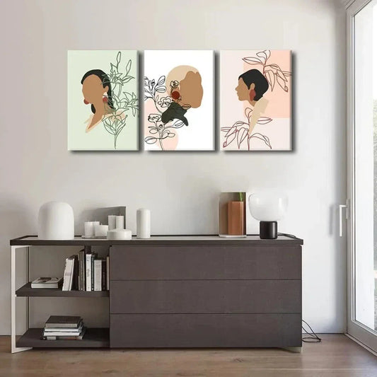3pcs Abstract African American Black Metal Print Ready to Hang Art