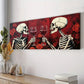 3pcs Skeleton Wine Glasses Red Roses Perfect Wall Art Set Canvas Framed 40x60cm - High Quality Print 100% Australian Made Wall Canvas Ready to Hang