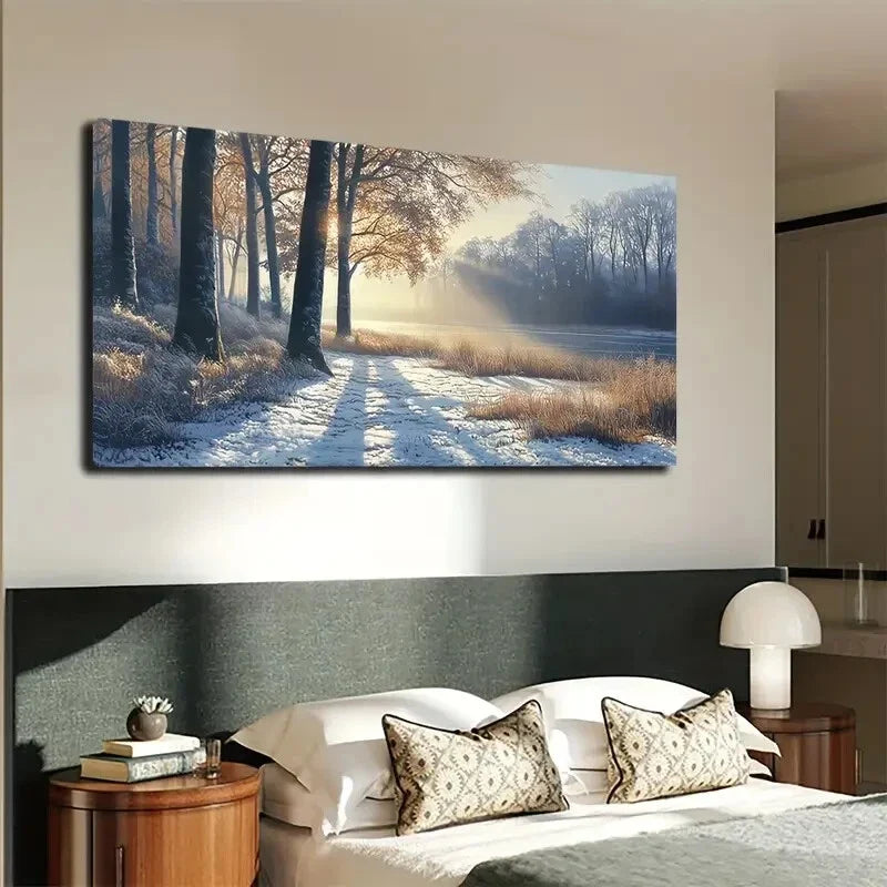 A Thin Layer Of Snow Covering Wall Art Canvas Office Home Room Framed 120x60cm