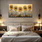 Petal Golden Flower Brown Black Wall Art Canvas Office Home Room Framed 120x60cm