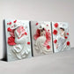 3pcs Elegant Woman with Red Flowers Painting Wall Art Set Canvas Framed 40x60cm - High Quality Print 100% Australian Made Wall Canvas Ready to Hang