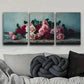 3pcs Oil painting pink and white rose Metal Print Ready to Hang Art