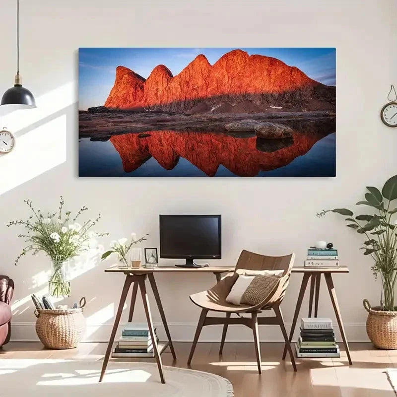 Bjorne Island Sunrise Greenland Wall Art Canvas Office Home Room Framed 120x60cm