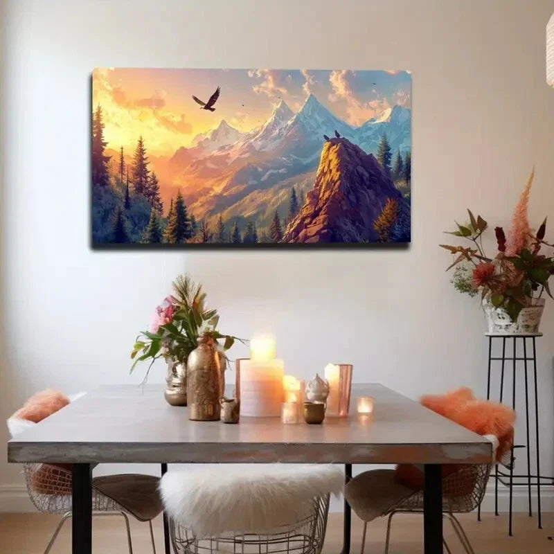 Featuring Distant Snow-Capped Wall Art Canvas Office Home Room Framed 120x60cm
