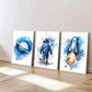3pcs Modern Cosmic Art Space Rocket Blue & Fire Wall Art Set Canvas Framed 40x60cm - High Quality Print 100% Australian Made Wall Canvas Ready to Hang