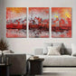 3pcs Vibrant Urban Landscape, Modern Abstract Metal Print Ready to Hang Art