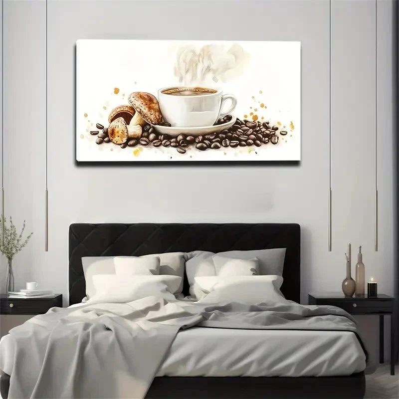 Realistic Coffee-Themed Milk Wall Art Canvas Office Home Room Framed 120x60cm