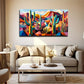 Abstract Cactus Unique Wall Art Canvas Office Home Room Framed 120x60cm