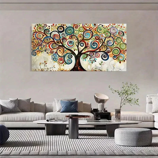 Abstract Tree Of Life Aesthetic Wall Art Canvas Office Home Room Framed 120x60cm