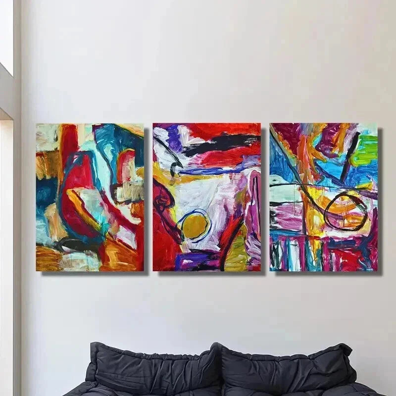 3pcs Colorful Dynamic Graffiti Style Wall Art Set Canvas Framed 40x60cm - High Quality Print 100% Australian Made Wall Canvas Ready to Hang