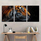 3pcs Vibrant Orange & Black Striped Design Tiger Metal Print Ready to Hang Art