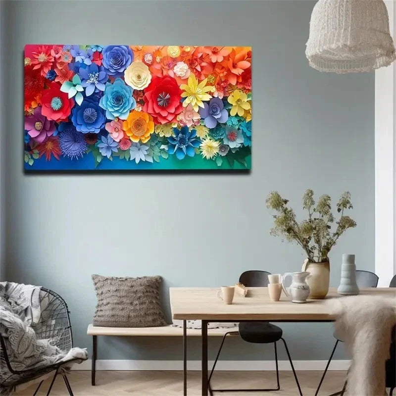 Flowers Of Various Shapes Wall Art Canvas Office Home Room Framed 80x45cm