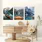 3pcs Mountain Lake Boat Nature Metal Print Ready to Hang Art