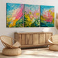 3pcs Abstract Art Blue Pink Yellow Nature Wall Art Set Canvas Framed 40x60cm - High Quality Print 100% Australian Made Wall Canvas Ready to Hang
