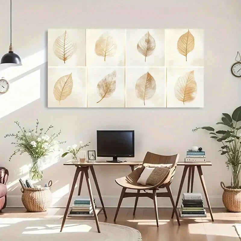 Autumn Leaf Horizontal Décor Wall Art Canvas Office Home Room Framed 120x60cm