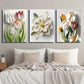 3pcs Vibrant Tulip Flower Decor Wall Art Set Canvas Framed 40x60cm - High Quality Print 100% Australian Made Wall Canvas Ready to Hang