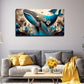 Blue And Golden Accents Wall Art Canvas Office Home Room Framed 80x45cm