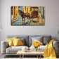 Vintage Horse-Drawn Carriage Wall Art Canvas Office Home Room Framed 120x60cm