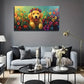 Cute Dog Flower Wreath Wall Art Canvas Office Home Room Framed 80x45cm