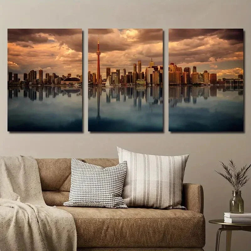 3pcs Canadian City Architecture Landscape Wall Art Set Canvas Framed 40x60cm - High Quality Print 100% Australian Made Wall Canvas Ready to Hang