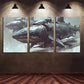 3pcs Two Mechanical Shark Black Metal Print Ready to Hang Art
