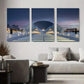 3pcs Modern Architecture at Sunset Futuristic Metal Print Ready to Hang Art