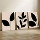 3pcs Neutral Tones with Black Leaves & Flowers Wall Art Set Canvas Framed 40x60cm - High Quality Print 100% Australian Made Wall Canvas Ready to Hang