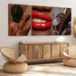 3pcs Black Female Art Boho Fashion Figures Red Wall Art Set Canvas Framed 40x60cm - High Quality Print 100% Australian Made Wall Canvas Ready to Hang
