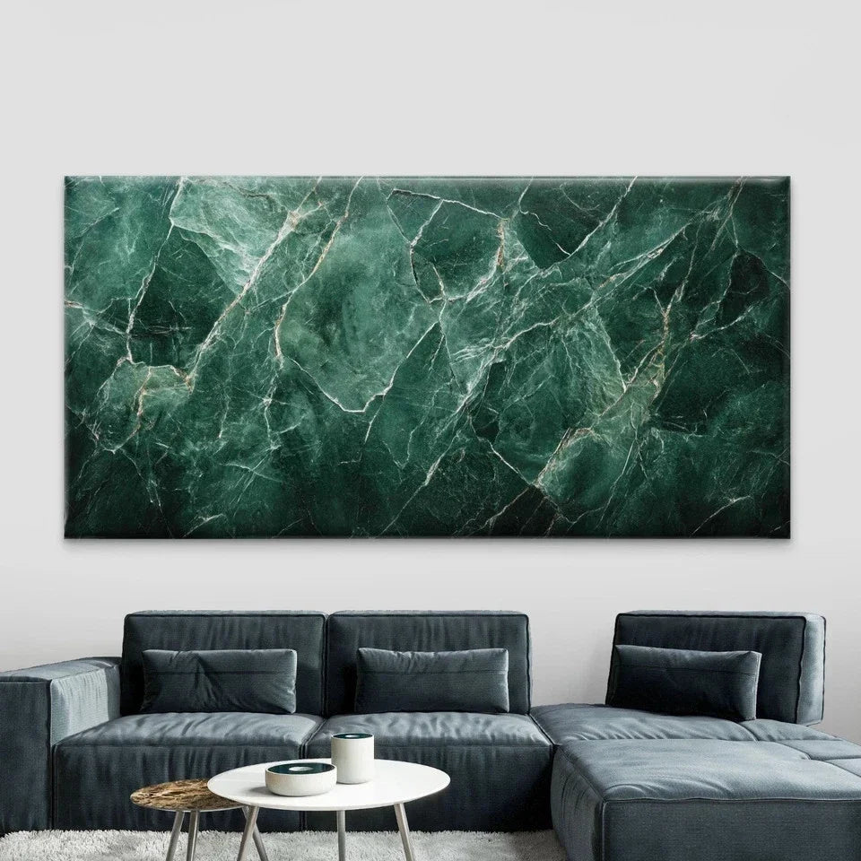 Elegant Green Marble Texture Wall Art Canvas Office Home Room Framed 120x60cm