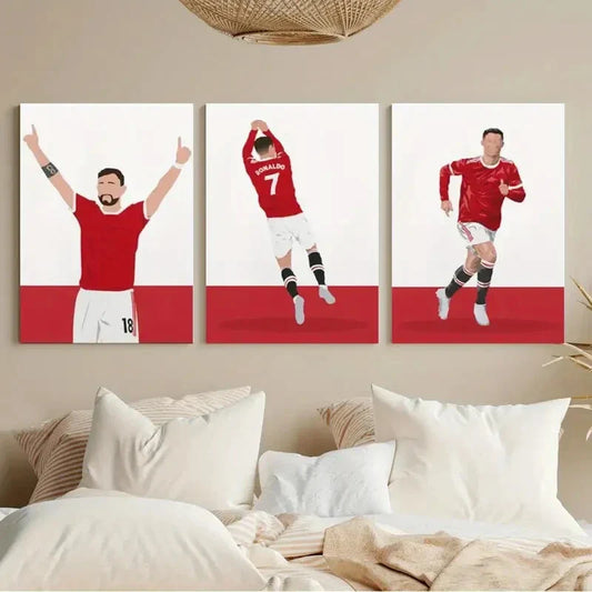 3pcs Argentinian Legend Soccer Painting Metal Print Ready to Hang Art