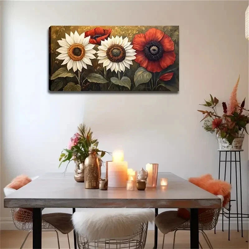Realistic Four Sunflower Petals Wall Art Canvas Office Home Room Framed 120x60cm