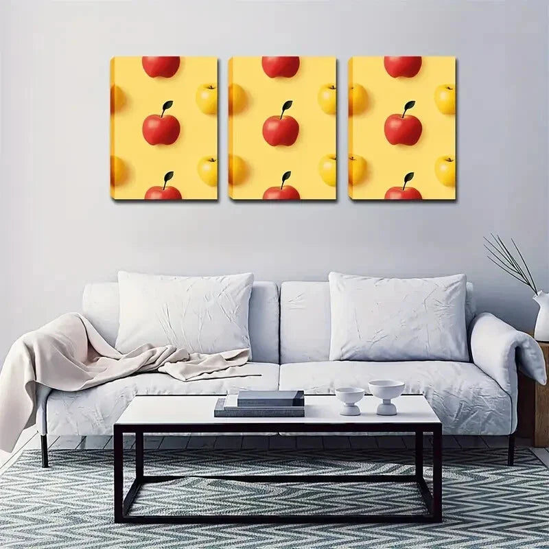 3pcs Different Sizes Of Apple Creative Style Wall Art Set Canvas Framed 40x60cm - High Quality Print 100% Australian Made Wall Canvas Ready to Hang