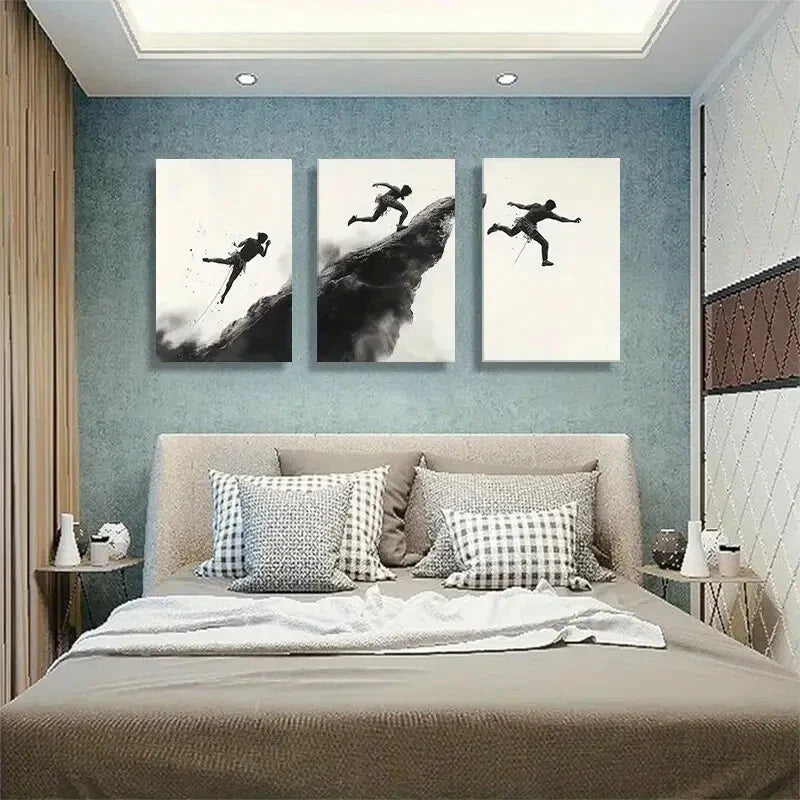 3pcs Rock Climber in Action Adventure Perfect Wall Art Set Canvas Framed 40x60cm - High Quality Print 100% Australian Made Wall Canvas Ready to Hang