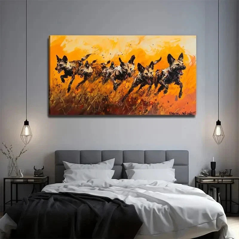 Vibrant African Wildlife Wall Art Canvas Office Home Room Framed 80x45cm