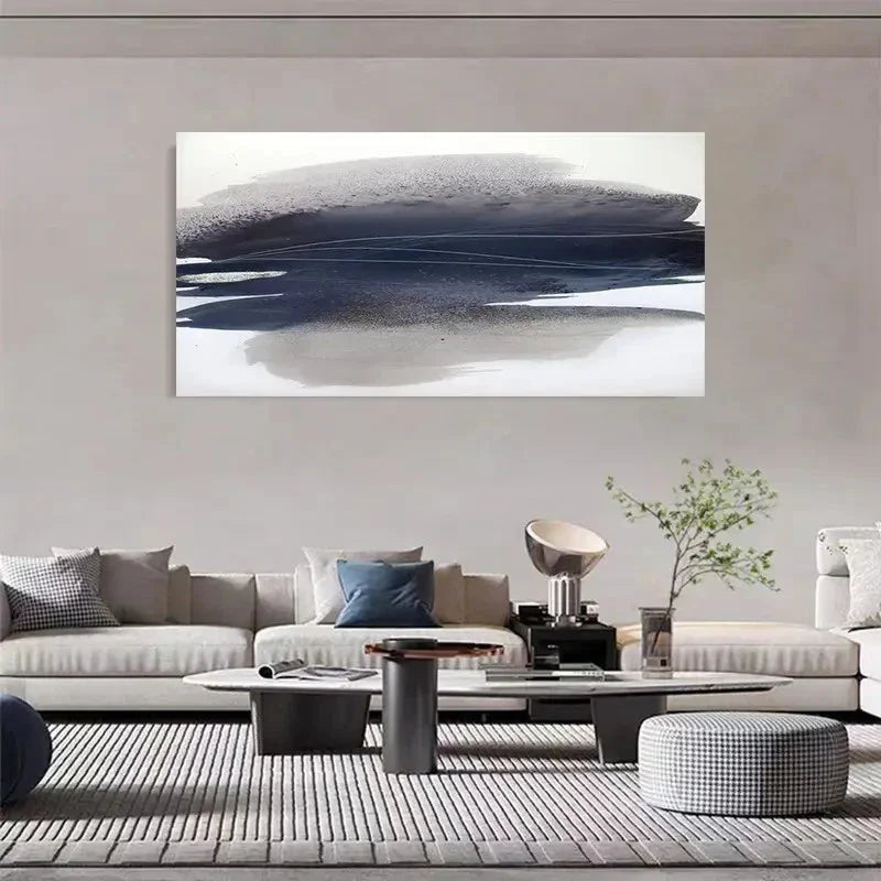 Abstract Black Ink Graffiti Versatile Wall Art Canvas Office Home Room Framed 120x60cm