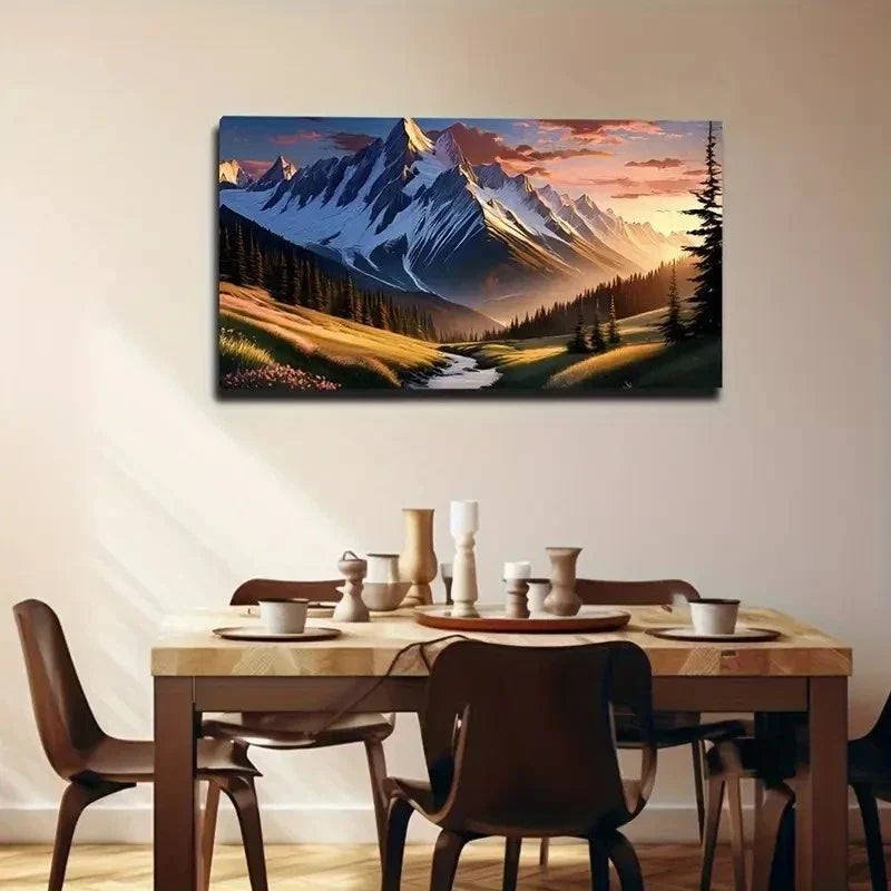 Modern Mountain Bohemian Style Wall Art Canvas Office Home Room Framed 120x60cm