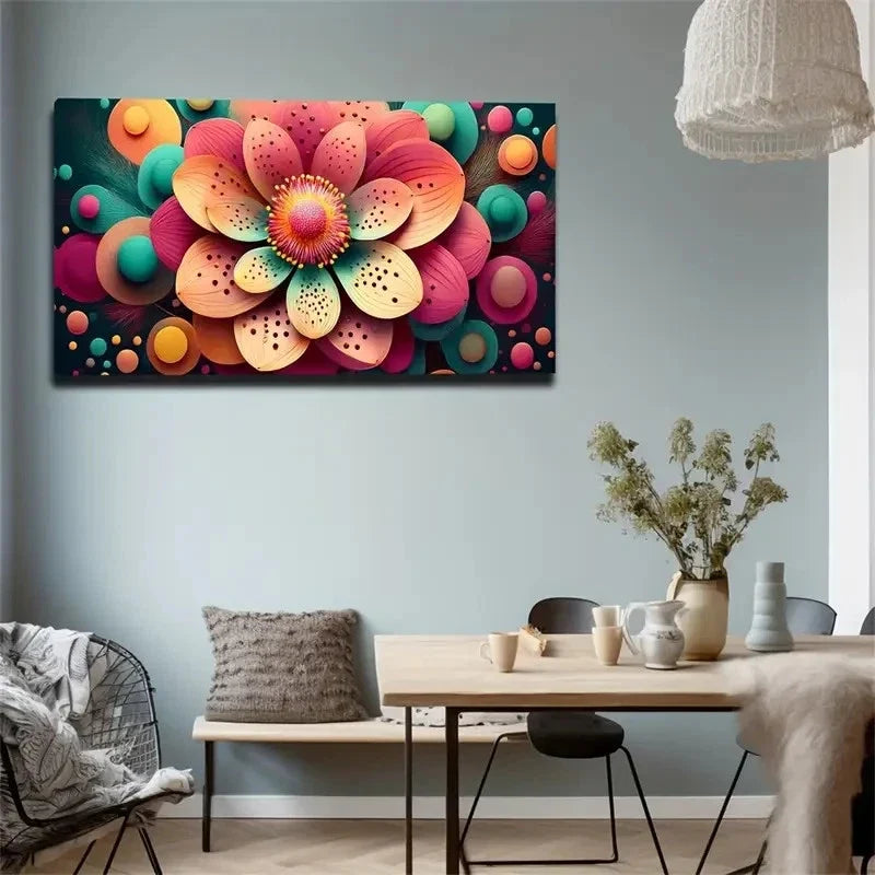 Vibrant Floral Modern Deco Wall Art Canvas Office Home Room Framed 120x60cm