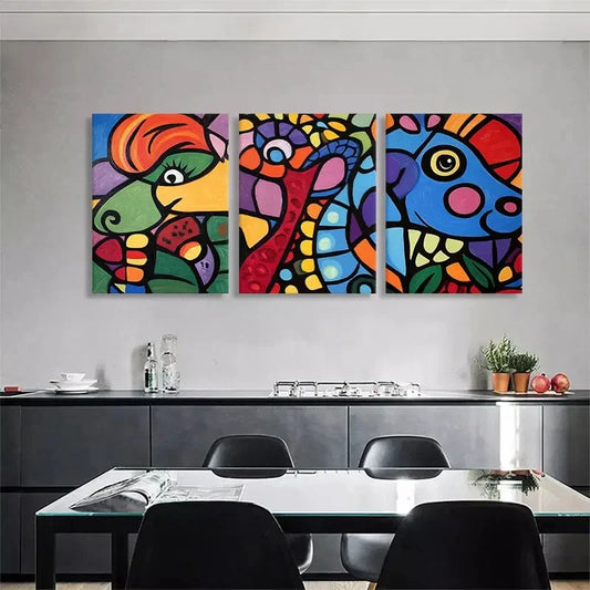 3pcs Colorful Abstract Animal Patterns Perfect Wall Art Set Canvas Framed 40x60cm - High Quality Print 100% Australian Made Wall Canvas Ready to Hang