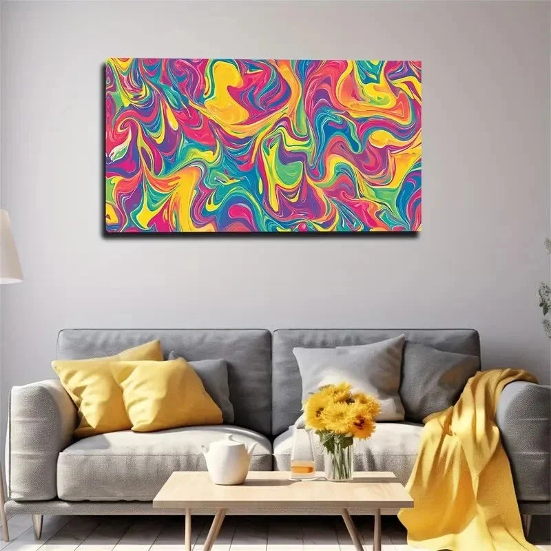 Through The Collision Of Colors Wall Art Canvas Office Home Room Framed 120x60cm