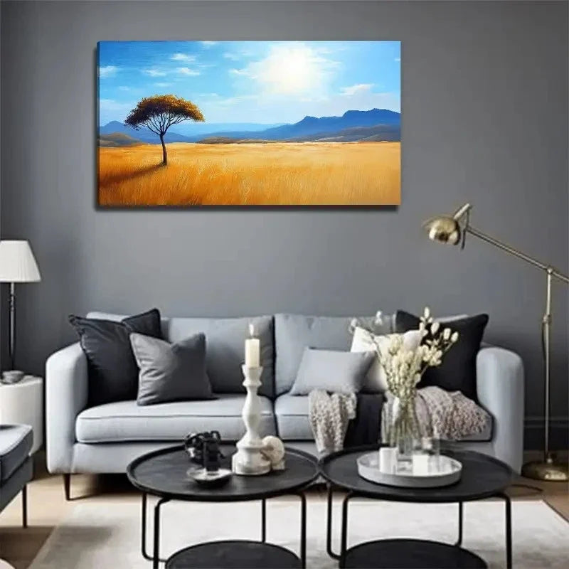 Bright Sky A Tree Perfect Wall Art Canvas Office Home Room Framed 80x45cm
