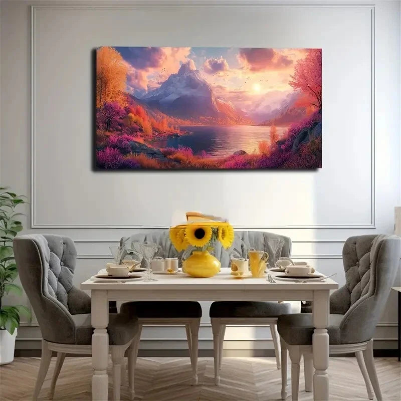 Warm Hues of Sunset & Trees Wall Art Canvas Office Home Room Framed 120x60cm