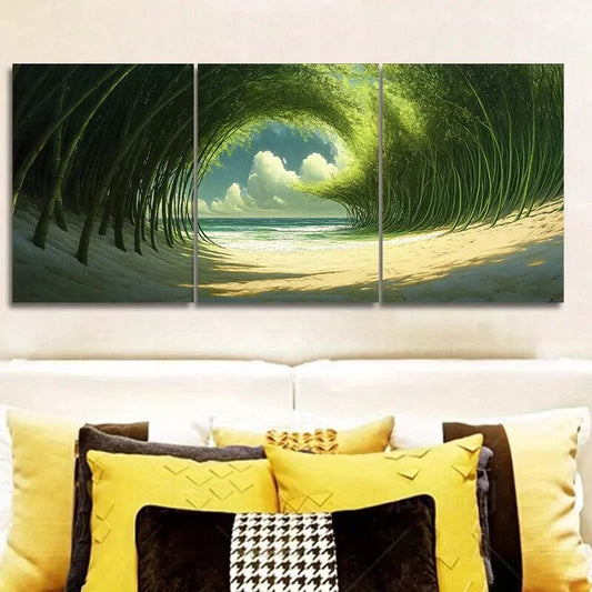 3pcs Depicting a Figure in a Forest by a Lake  Wall Art Set Canvas Framed 40x60cm - High Quality Print 100% Australian Made Wall Canvas Ready to Hang