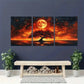 3pcs Warm Orange Red Hues Moon Night Scene Wall Art Set Canvas Framed 40x60cm - High Quality Print 100% Australian Made Wall Canvas Ready to Hang