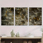3pcs Golden and White Plant Design Metal Print Ready to Hang Art
