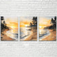 3pcs Beautiful Beach with Pine Trees on The Shore Metal Print Ready to Hang Art
