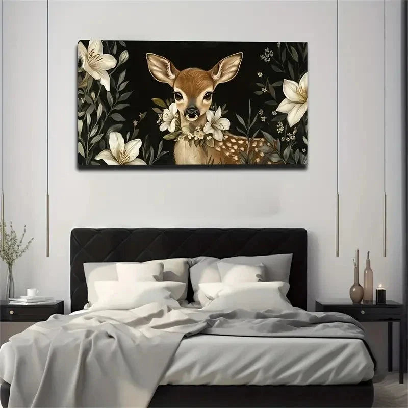 Featuring A Deer And White Wall Art Canvas Office Home Room Framed 120x60cm