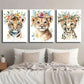 3pcs Tiger Cub & Lion with Floral Crowns Wall Art Set Canvas Framed 40x60cm - High Quality Print 100% Australian Made Wall Canvas Ready to Hang