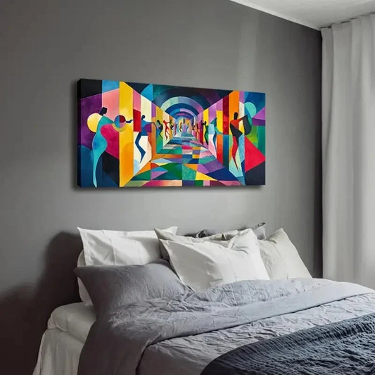 Colorful Stairway Figures Décor Wall Art Canvas Office Home Room Framed 120x60cm