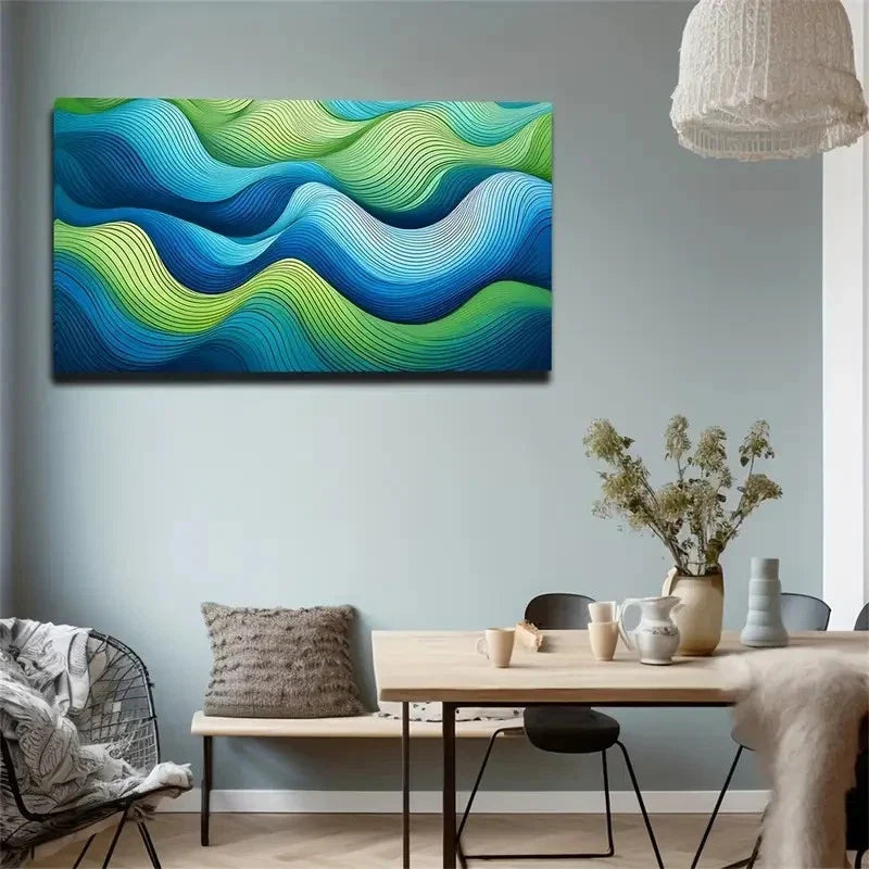 Abstract Wave Wall Art Canvas Office Home Room Framed 80x45cm